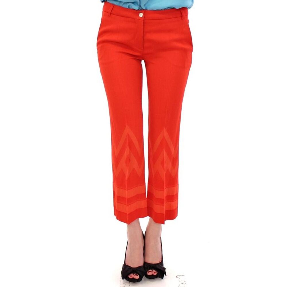 Versace Collection Red Women's Cropped 3/4 Short Nude Capri Women's Pants
